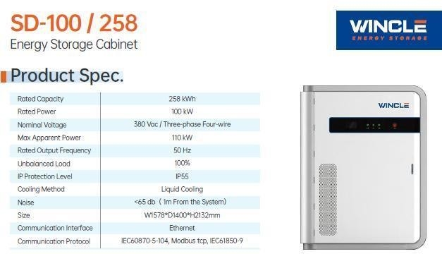 258 кВтч Внешнее хранилище энергии Батарейная система Кабинет для хранения энергии C&I 2200кг