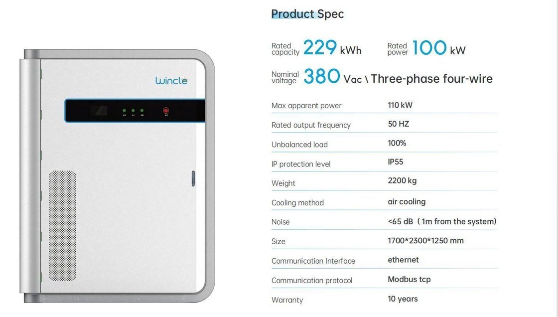 LiFePO4 Батарея Коммерческая система хранения энергии All-in-One 100 кВт-120 кВт AC охлаждение